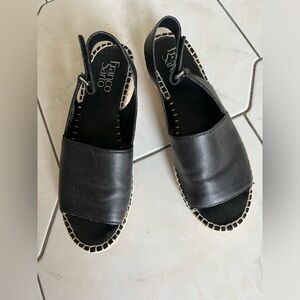 FRANCO SARTO LEATHER WEDGE SANDALS